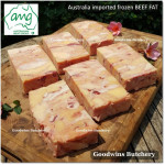 Beef FAT lemak sapi frozen Australia AMG portioned cuts 1.5" 4cm (price/pc 600g)